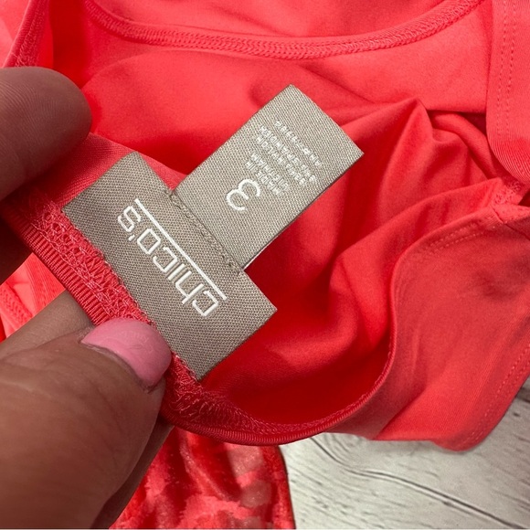 Chicos Coral v-neck poncho blouse with matching tank sz L/XL burnout design - Picture 8 of 10